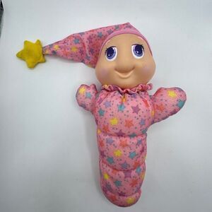 VINTAGE 1980’s Hasbro Glow Worm Plush Pink Stars